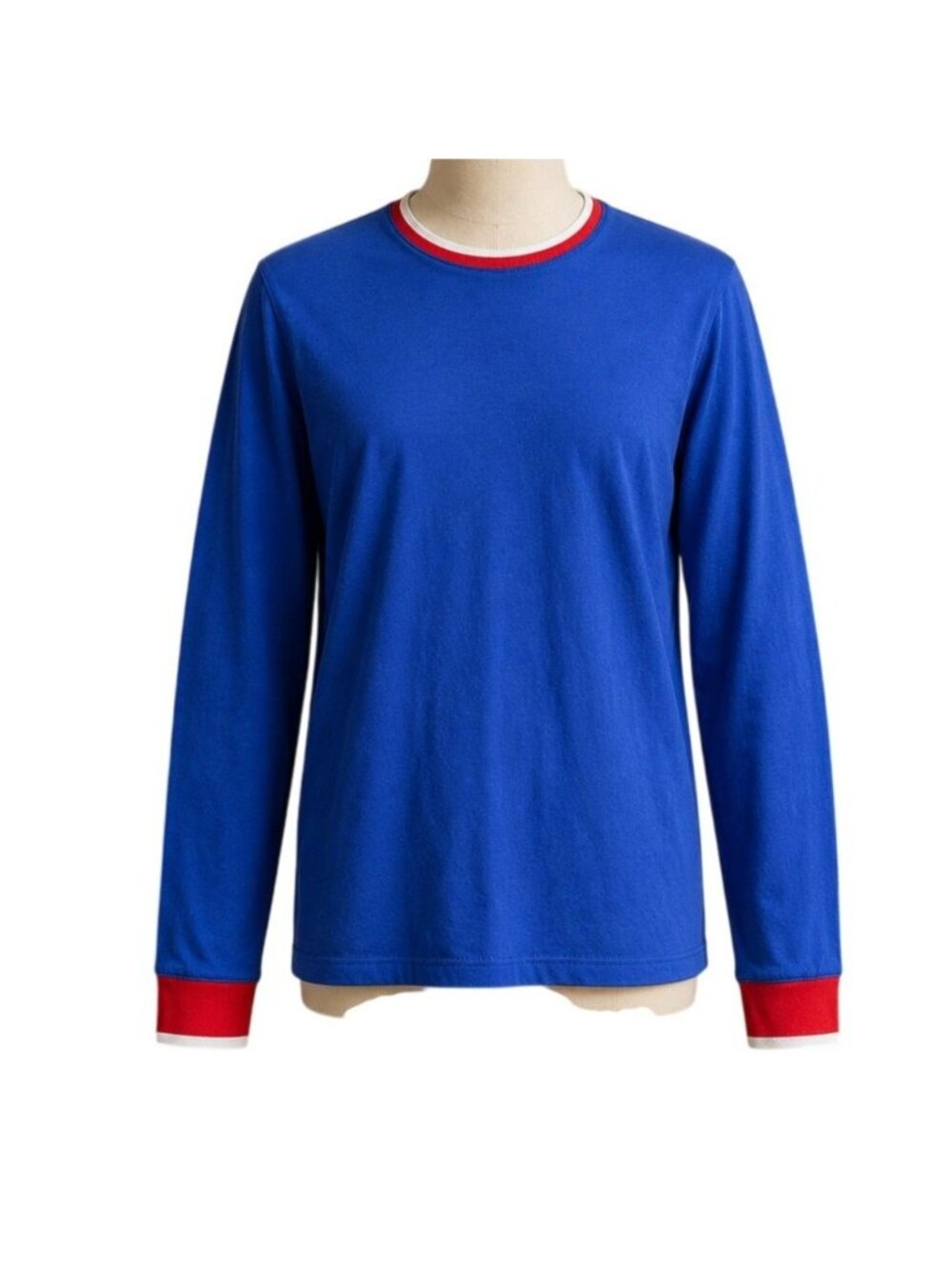 Junk Food Retro Long Sleeve Tshirt Size L Blue Red White Americana 70s Style USA
